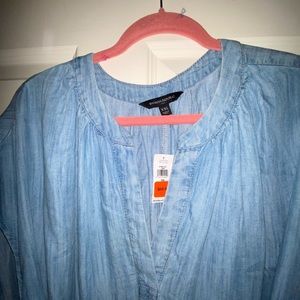 NWT long denim dress with tie belt XXL- Banana Republic